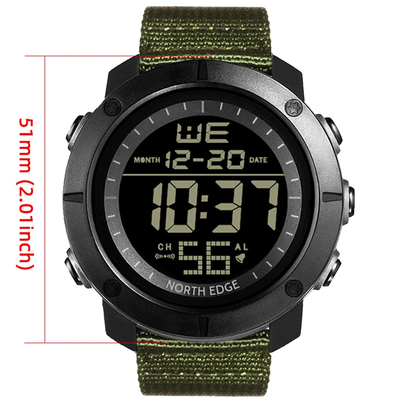 NORTH EDGE Mens Digital Watches Army Military World Time Alarm Sport Stopwatch For Male Waterproof 50M Wristwatch 2022 Relogios