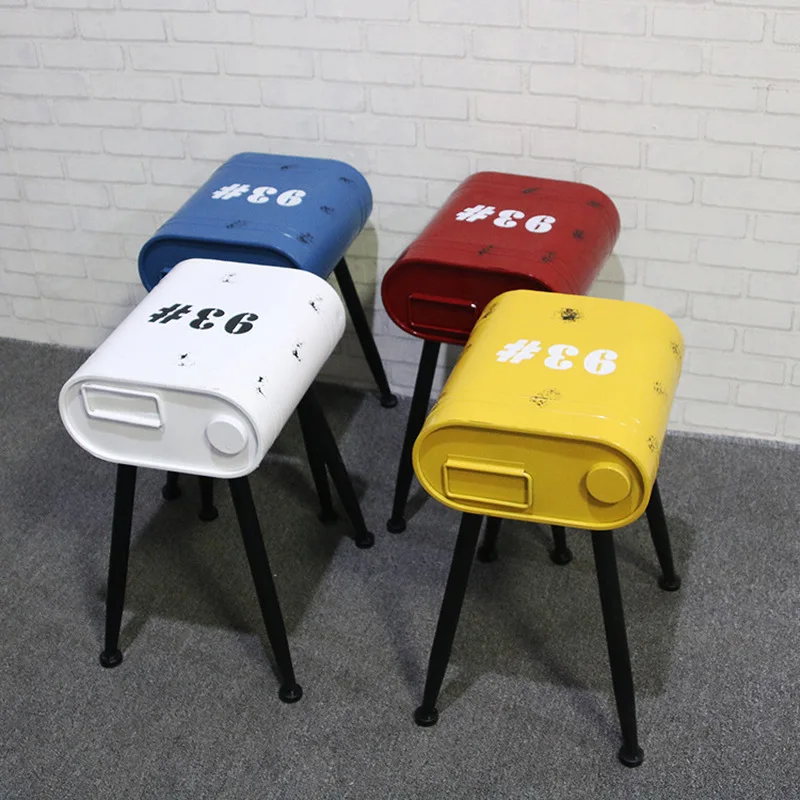 Retro gasoline barrel industrial style bar stool cafe chair nostalgia do old ornaments wrought iron fuel tank stool LB40815