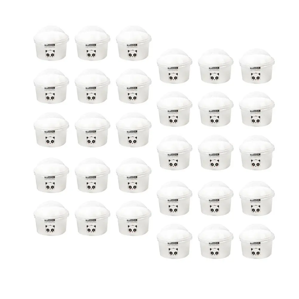 

100pcs 85/200ml Ice Cream Cup Ball Cup with Half Ball Cover Dessert Cake Cup Bowl (White Panda Pattern)