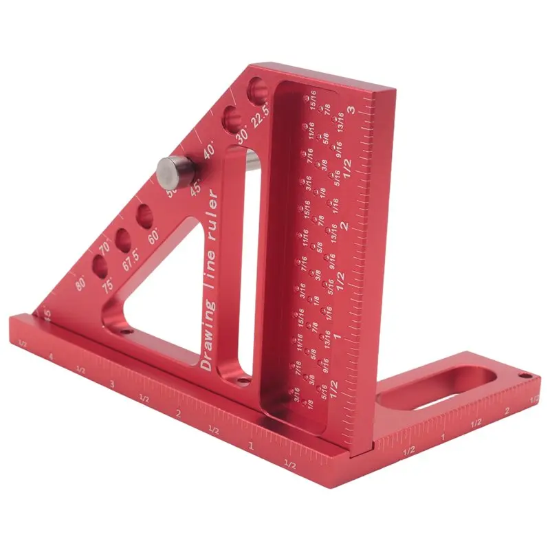 ABUL-Woodworking Carpenter Square Hole Scribing Ruler Measuring Ruler With Angle Pin Construction Precision Woodworking Tool