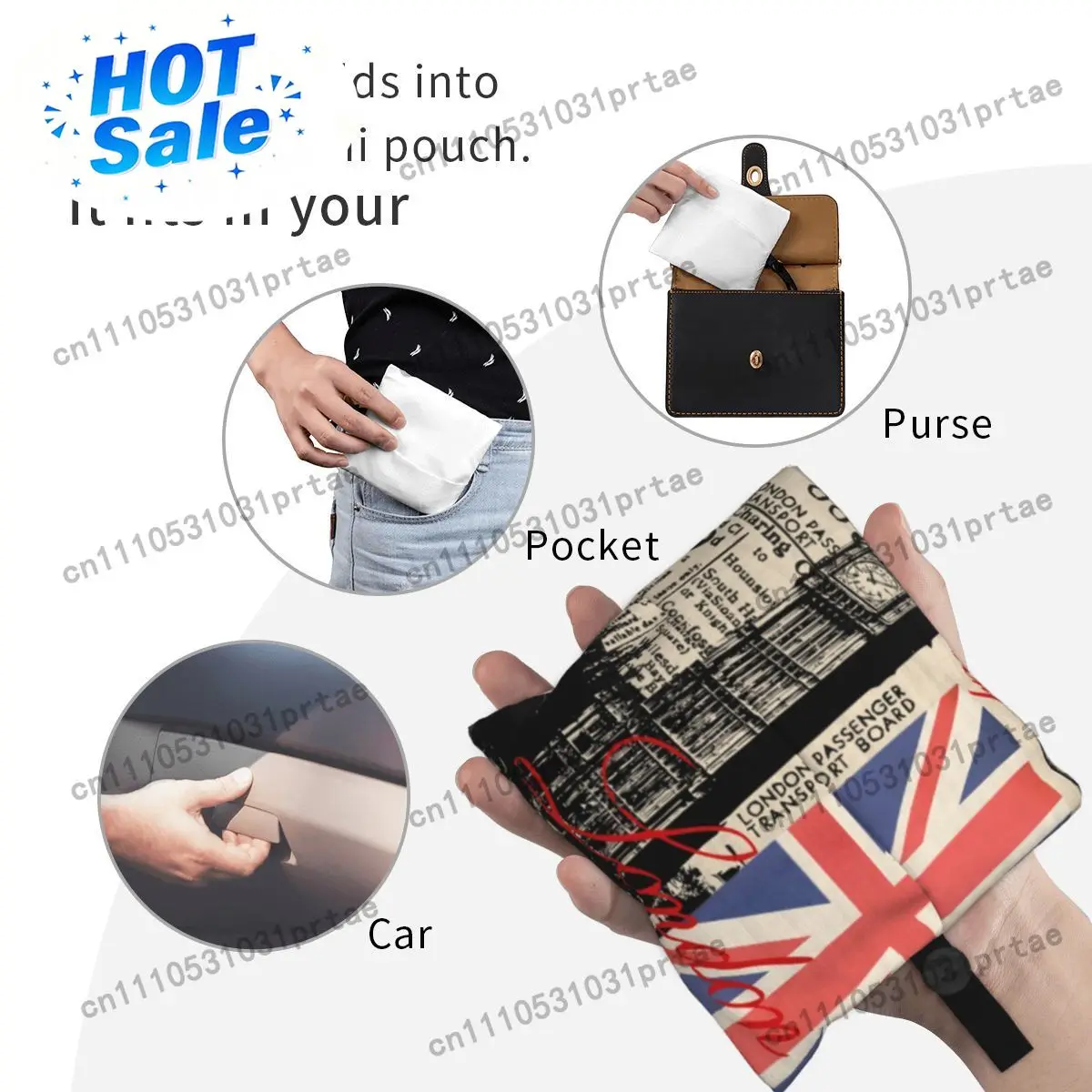 Custom Retro Vintage London Groceries Shopping Bag Funny Shopper Tote Shoulder Bag Big Capacity Portable UK British Flag Handbag view 3