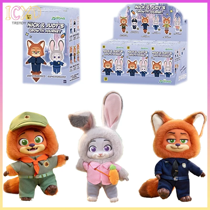 

Аутентичные Disney Zootopia слепая коробка игрушки Ник и Джуди's Growth Journey серии плюшевые дизайнерские фигурки брелки подвески подарки