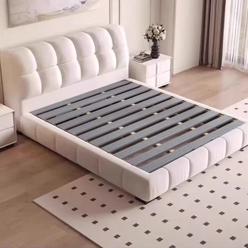 Floor Modern Bed Frame Girls Space Saving Wooden Sleeping Double Queen Bed Safe Full Letto Matrimoniale Lounge Suite Furniture