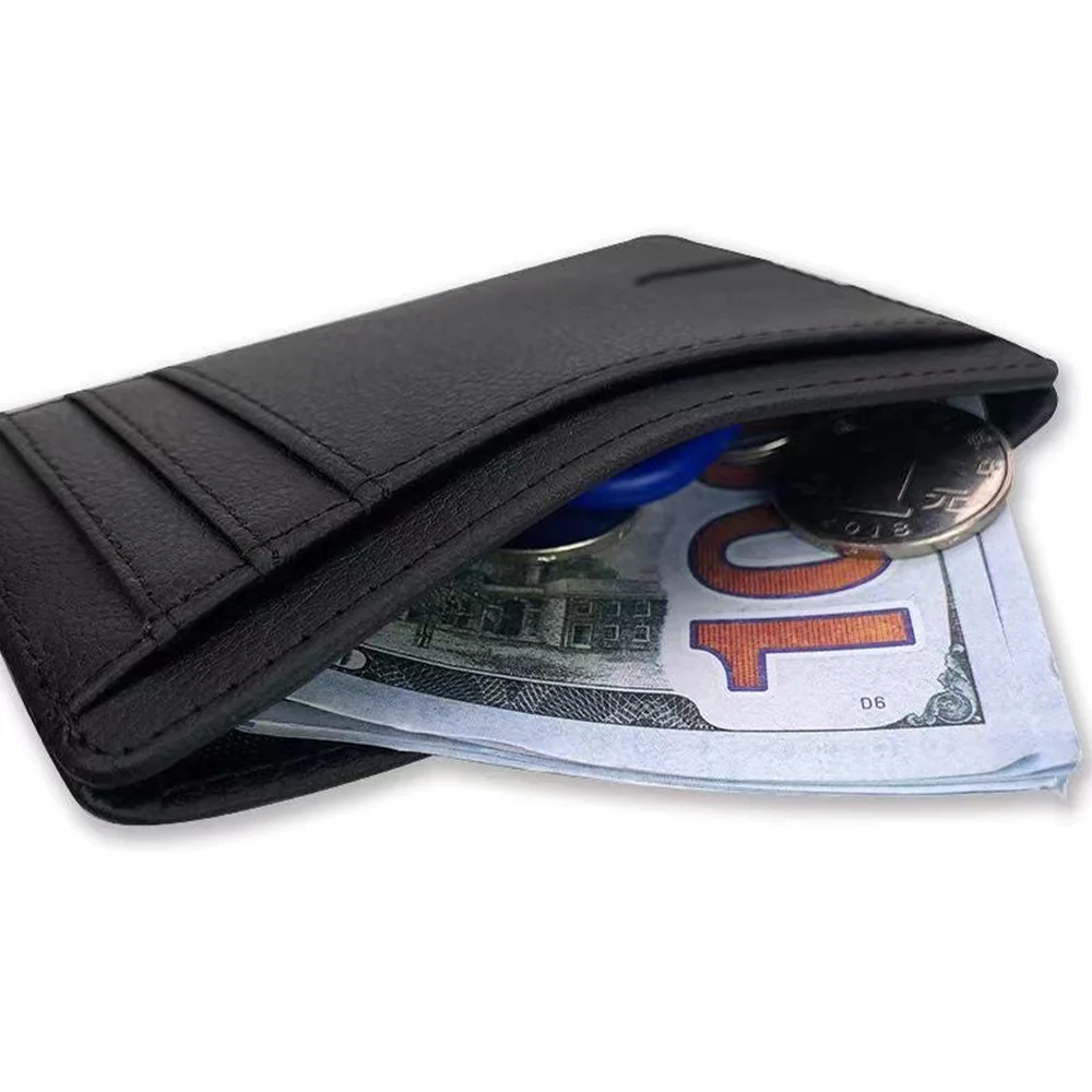 ID Credit Bank Card Holder Wallet Men Leather Protective Slim Mini Small Money Wallets Case for Women Fashion Bag 11.2x8.2x0.3cm