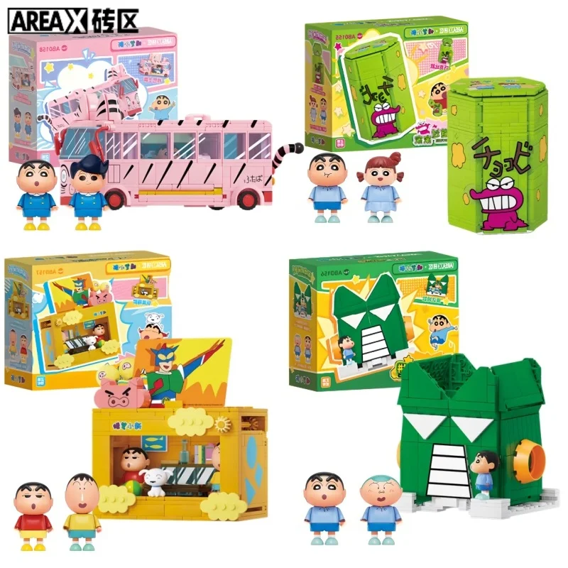 

AREAX Building Blocks Crayon Shin-chan Children's Educational Assembly Toy Cat Bus Model Play House Ornaments Collection Gifts