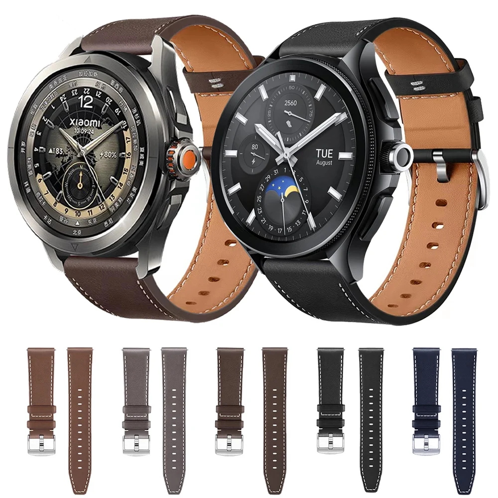 22mm Leather Strap For Xiaomi Watch 2 Pro Band Replacement Strap For Mi Watch S4 Sport S3 S2 S1 Active Watch Color 2 Watchbands