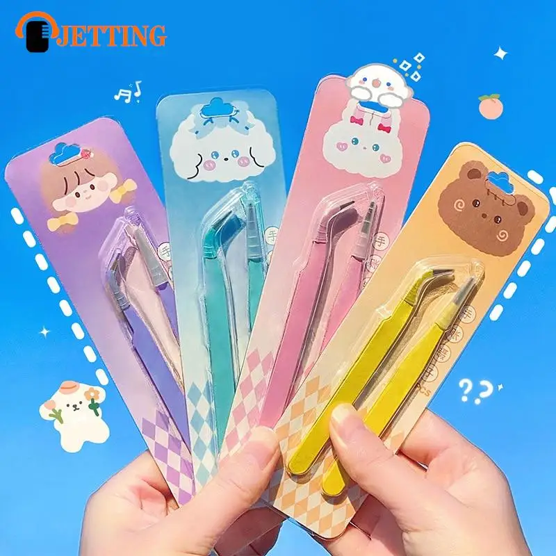 2Pcs New Candy Color Straight Curved Tweezers Tool For Journal DIY Scrapbooking Paper Tape Stickers Multi-Function Tool Tweezer
