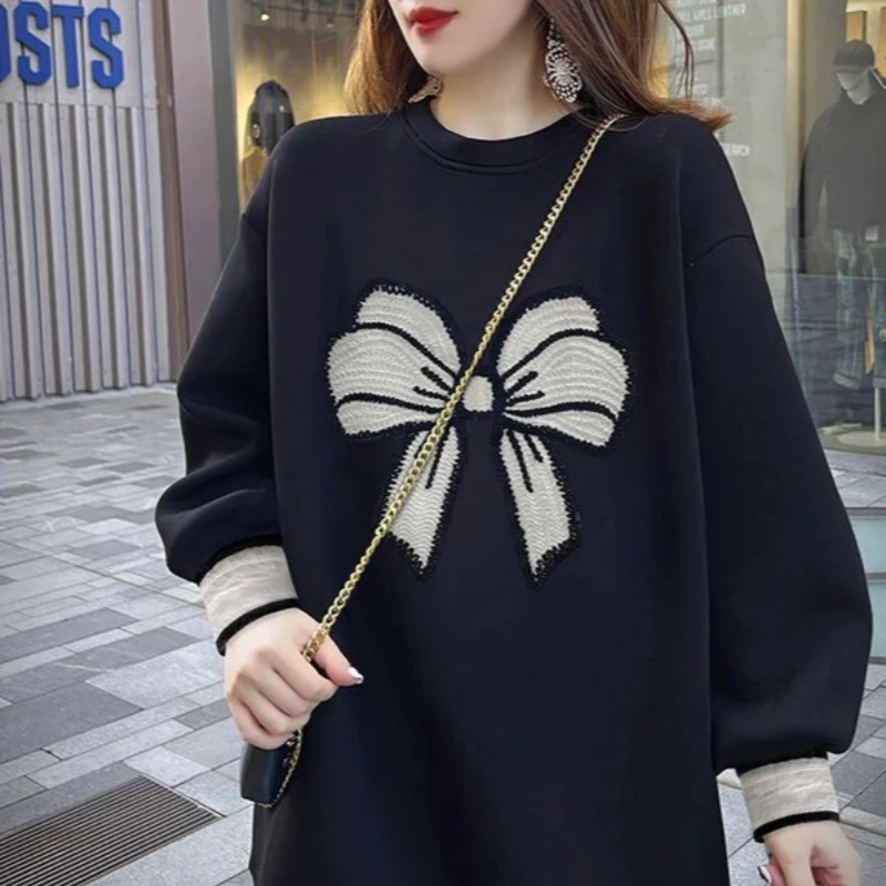 Black Pullovers Spring and Autumn Casual Female Top Korean Streetwear Y2k Cheap Style 90s Vintage Outerwears Women's Sweatshirts