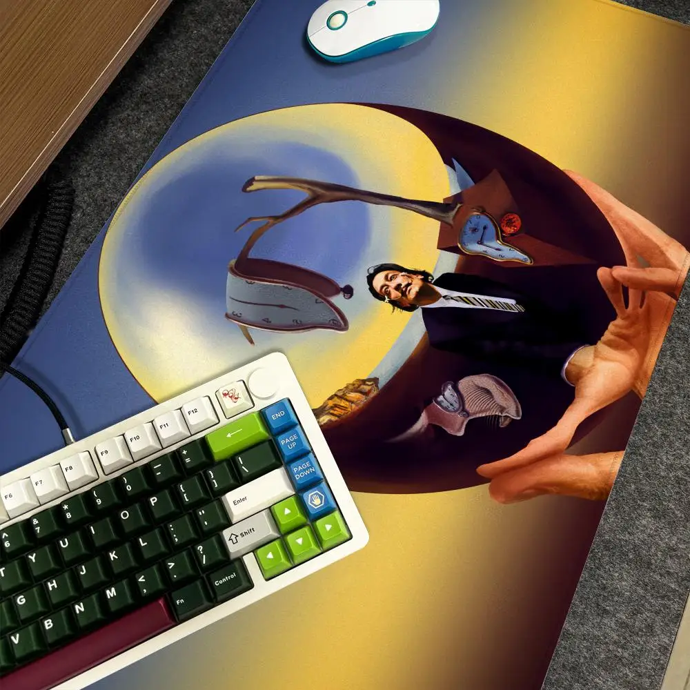 

S-Salvador Dali Abstract Art Mouse Pad Xxl Computer Large Size Non-slip Gamer Keyboard 90x40cm Art Design HD Deskmat