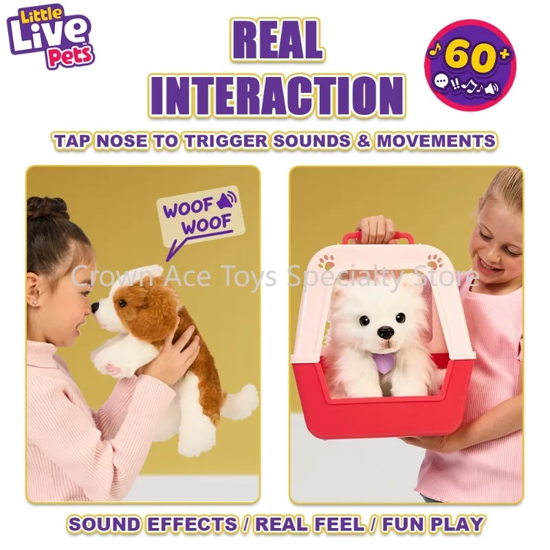 Original Little Live Pets My Really Real Puppy Samoyed Beagle Interactive Electronic Pet Toy Dog Puppy 60+ Sounds Feeding Bottle