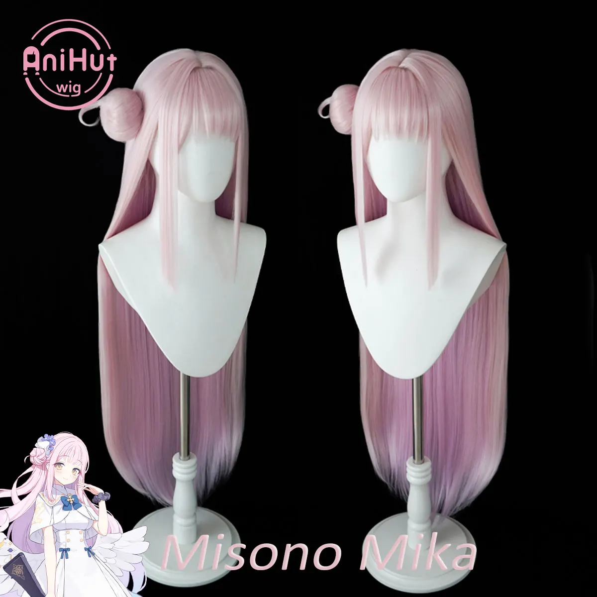 

【AniHut】Misono Mika Pink 95cm Cosplay Wig Blue Archive Straight Heat Resistant Synthetic Hair Misono Mika Cosplay