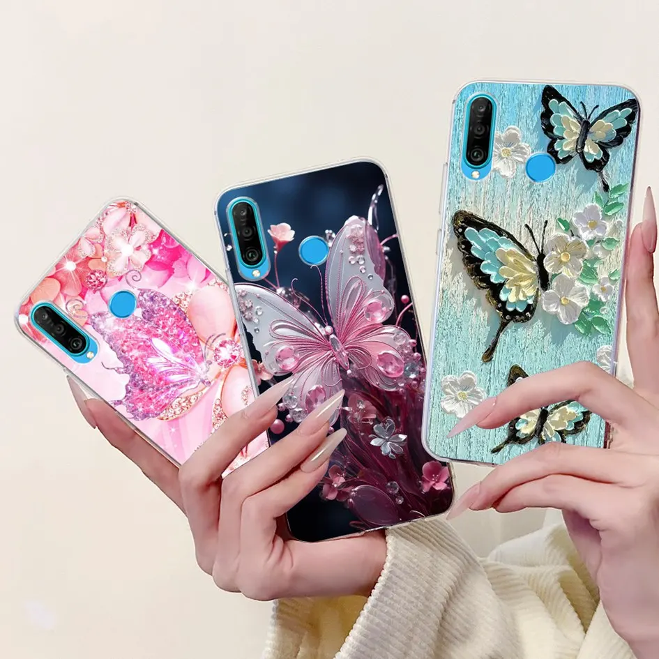 For Huawei P30 Lite Case MAR-LX1M MAR-LX2 Silicone Cover New Stylish Flower Clear TPU Phone Case For Huawei P30Lite Nova4e Funda