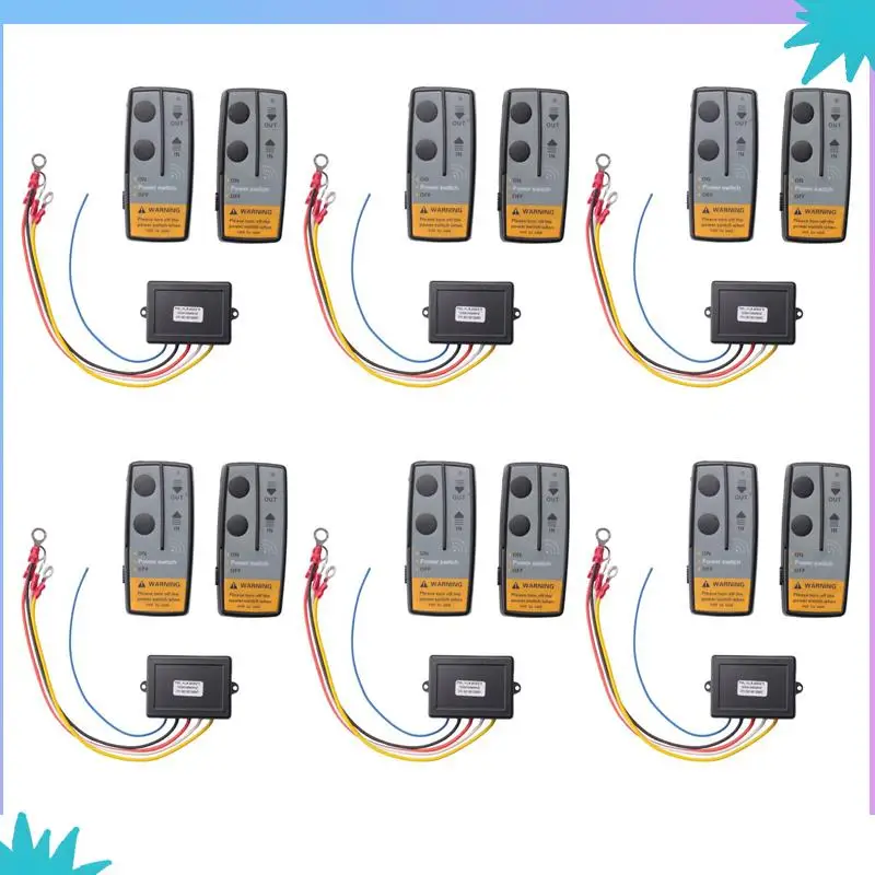 ABZW 6 ensemble 12V 24V 2.4G 50M universel voiture sans fil treuil grue télécommande avec double combiné gamme à distance