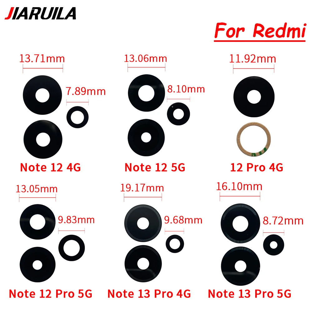 Camera Glass Lens Back Rear Camera Glass Lens with Glue For Xiaomi Redmi Note 12 Pro+ 5G 12T Pro 12S 4G / Note 13 Pro+ Plus 5G