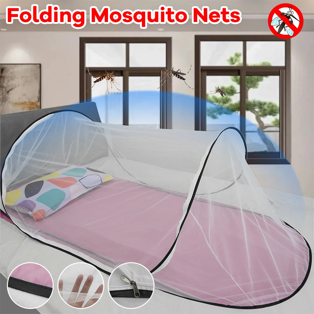 Pop-Up Mosquito Net Tent with Zipper Travel Mosquito Net Portable Outdoor Camping Mosquito Net for Baby Adults Trip