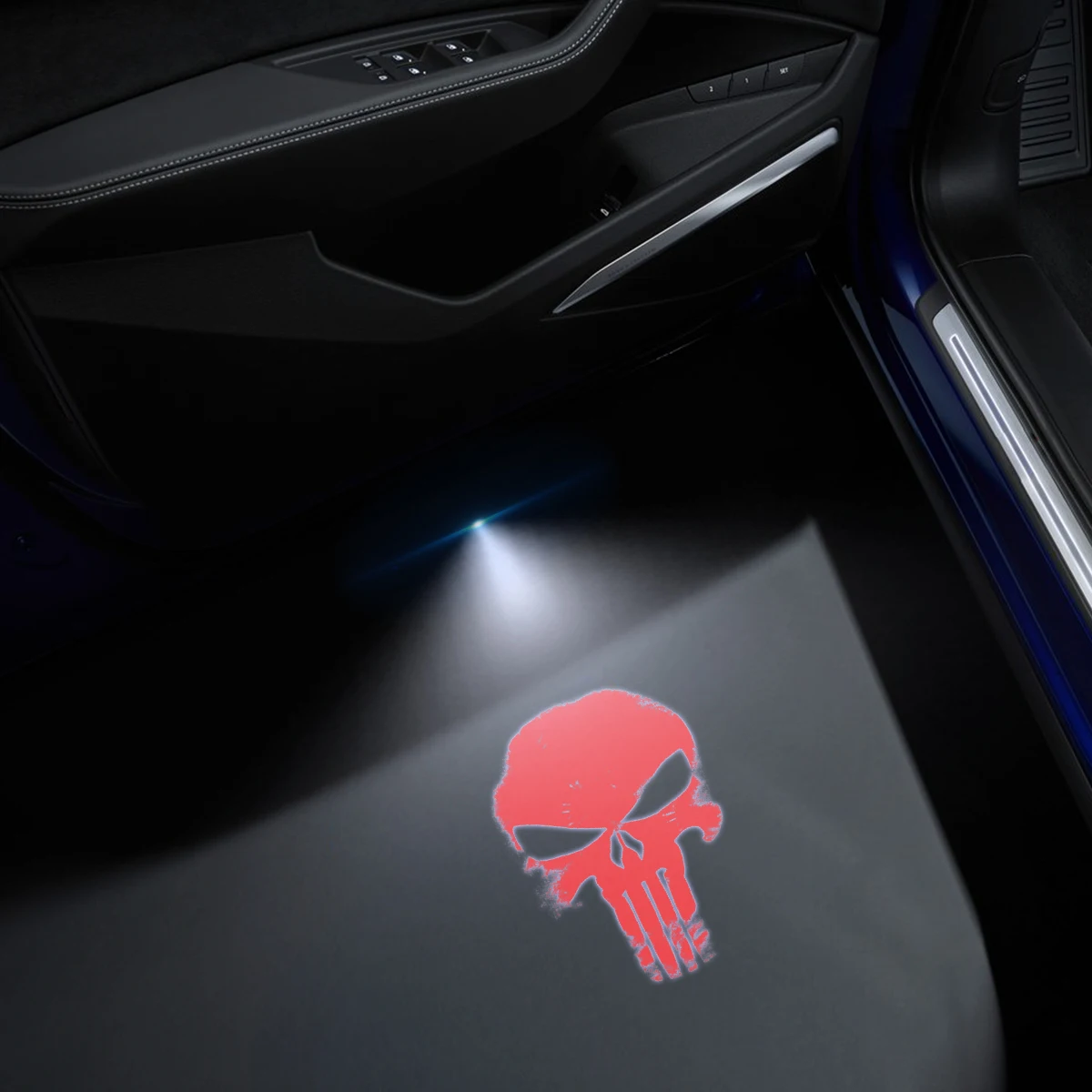 Porta do carro Bem-vindo Luzes, Projetor Laser Logotipo, Sensor Sem Fio, Cabeça Do Crânio, Jeep Wrangler, Opel, Hyundai, Volvo, Ford, Dodge, 1 Pc,