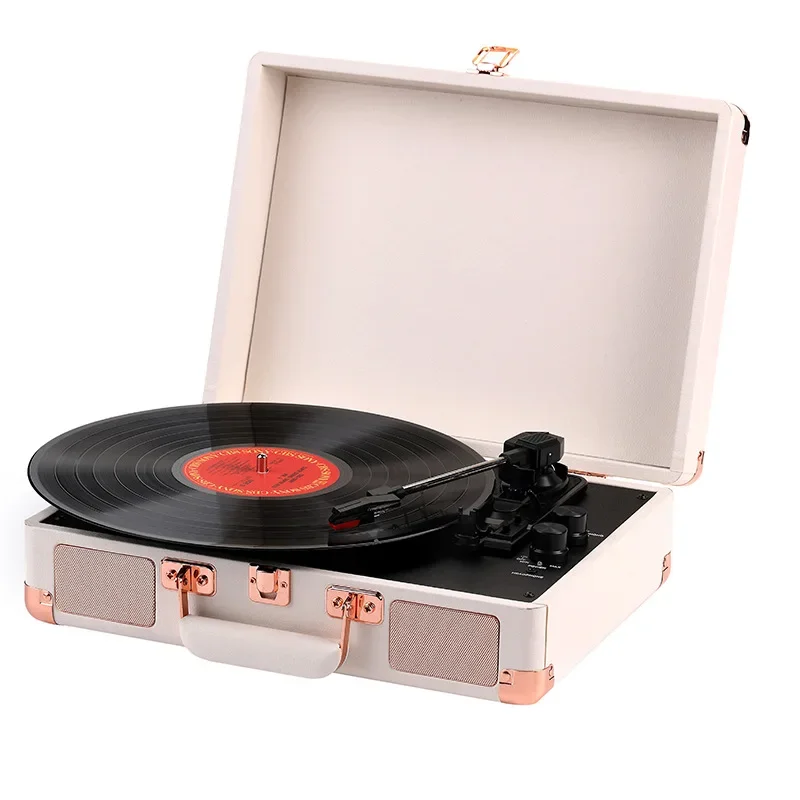 

Spot cross-border retro phonograph portable bluetooth suitcase vinyl record player leather case record player gift