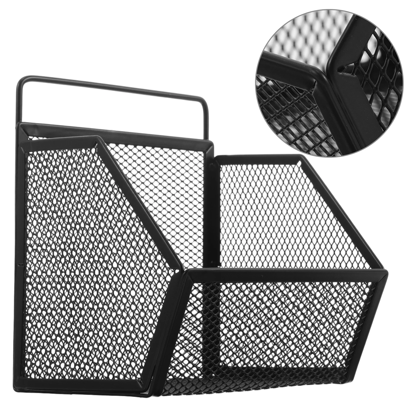 

File Basket Mesh Document Storage Wall Holder Multifunctional Desk Organizer Slanted Design Metal Nodrill