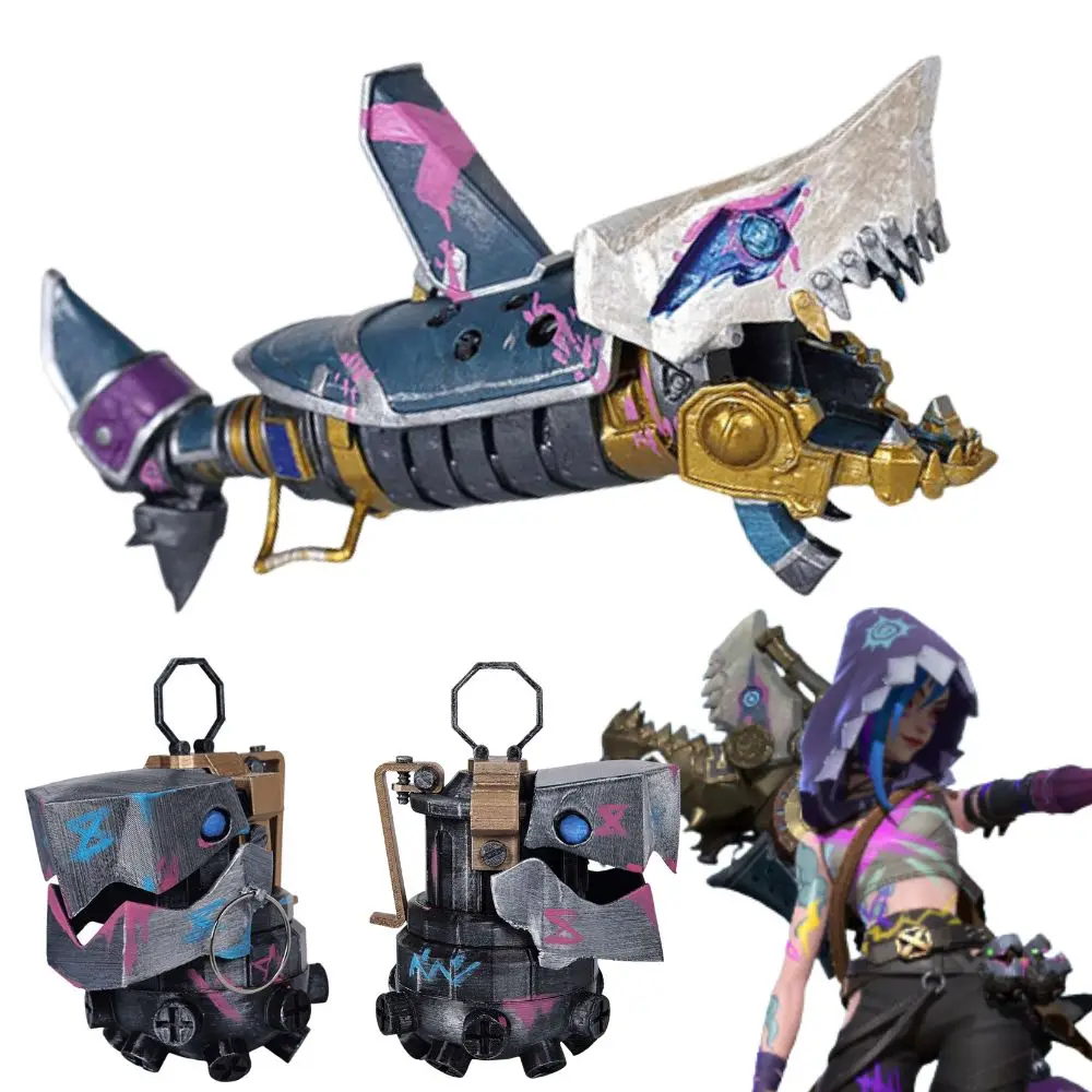 Arcane Jinx Cosplay Chomper Shark Weapons Keychain Ornament Fantasia Jinx Disguise Props Halloween Carnival Costume Accessories