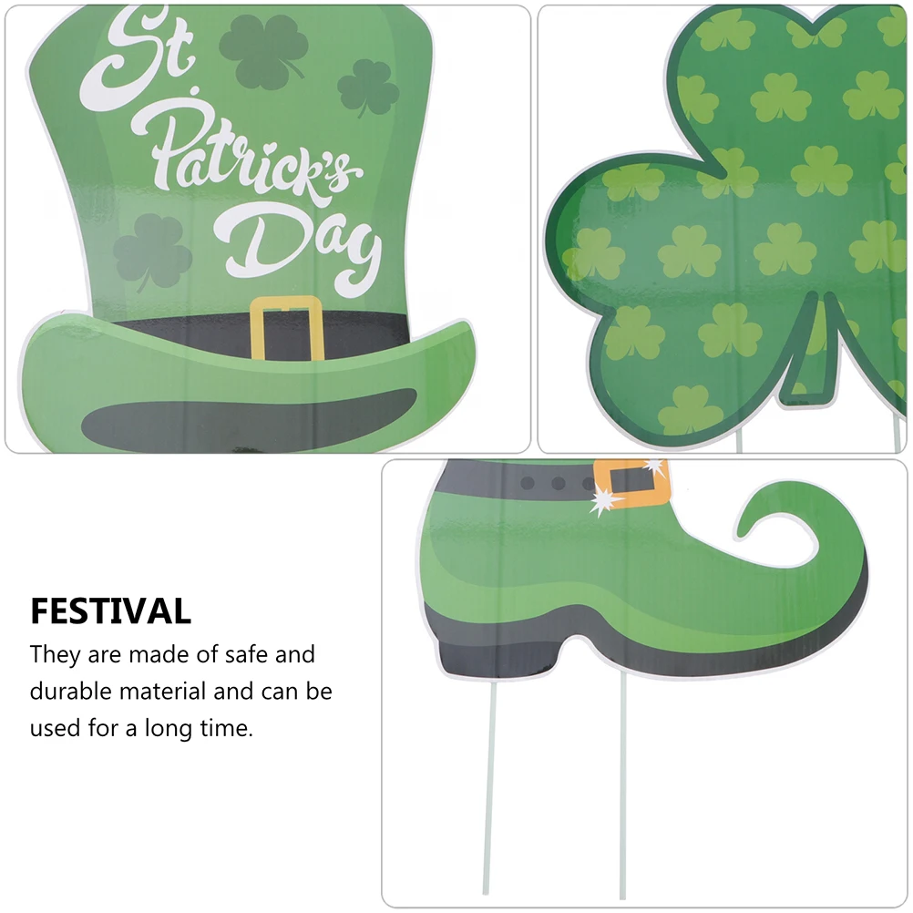 

Plastic St Day Yard Sign Decorations 3D Patrick'S Day Yard Stakes Lawn Stakes Outdoor Party Signs Realistic Texture