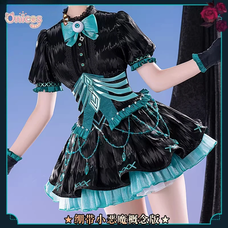 

Miku Bandage Little Devil Cosplay Costume Halloween Black Teal Dress Full Set Gothic Dress Carnival Party Outfit Onicos