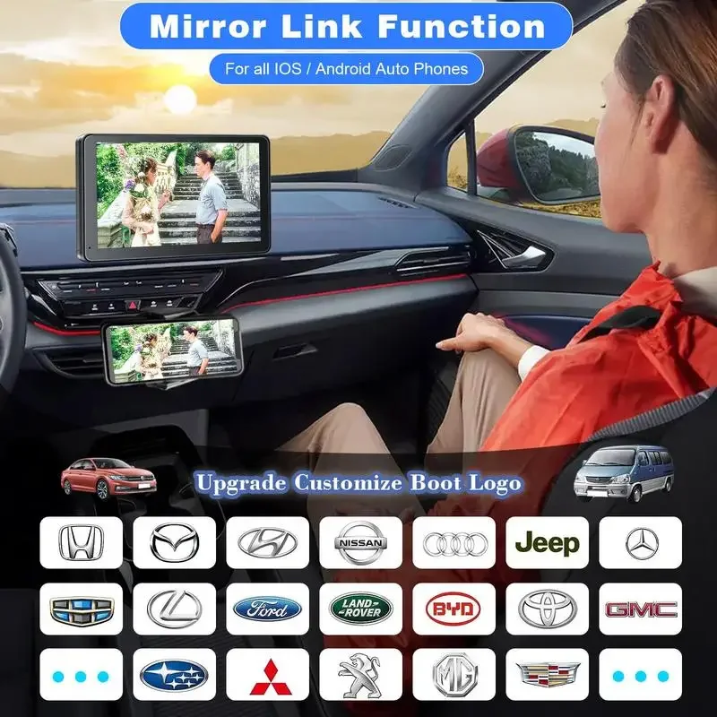 newest wireless portable car play and Android auto, car play screen for car with mirror link/aux/FM,7