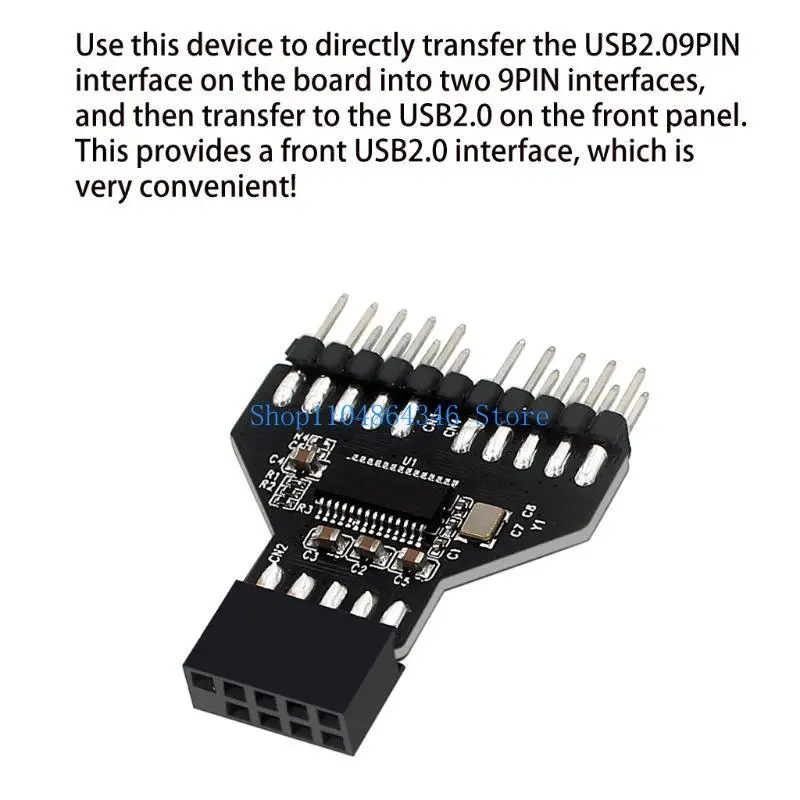 5asd USB2.0 9Pin Splitter Computer Motherboard 1 to 2 Extension Adapter