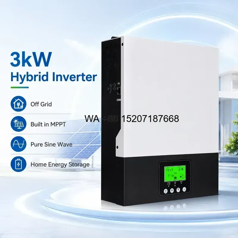 Wmwmnu for Wmwmnu 3kW Off Grid Solar Inverter Single Phase 24V Battery Built in MPPT Pure Sine Wave for Home Energy Storage