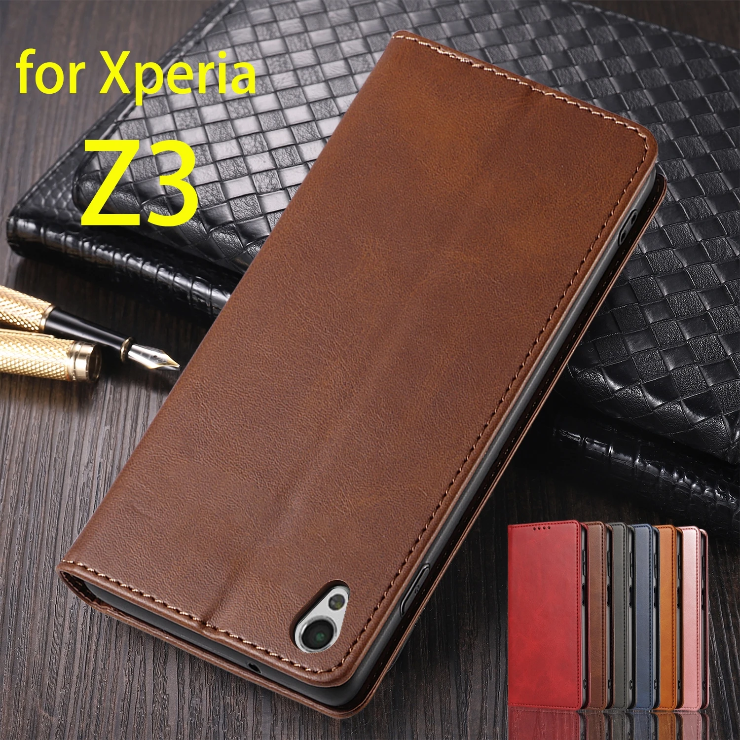 

Leather Case for Sony Xperia Z3 5.2" Flip Case Holster Magnetic Attraction Cover for Sony Z3 Wallet Case Fundas Coque