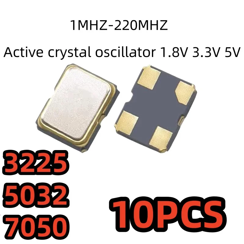 10PCS 3225 8M 12 16M 24 25m active crystal oscillator 7050 50 27 4m 32MHz patch 5032