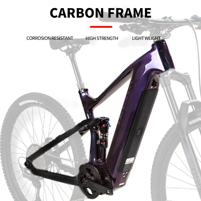 OEM M510 M600 Bafang Mid Drive Motor Carbon Electric Mountain Bike Full Suspension Ebike Frame Kit With Battery - view 3