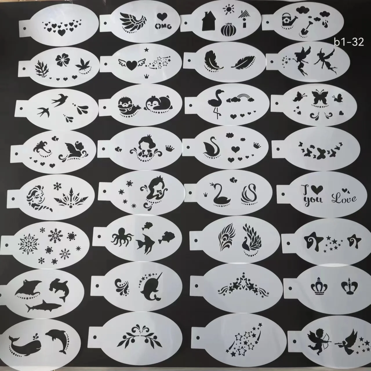 Picture 3: Body Facial Painting Stencils Plastic Tattoo Templates Face Tracing Stencils Reusable Makeup Templates