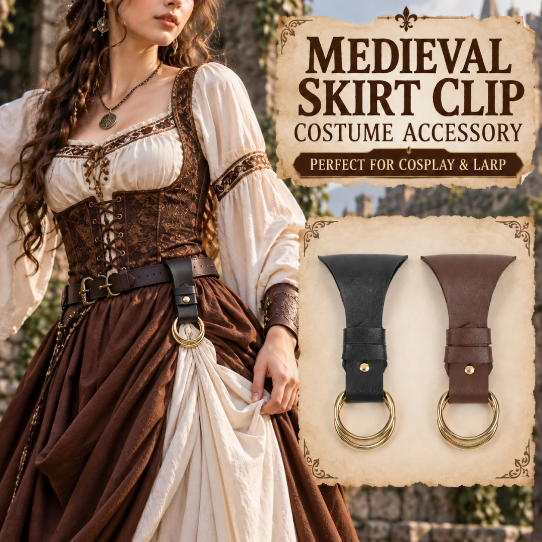 Halloween Medieval Leather Skirt Clip Metal Ring Skirt Lift Vintage Cosplay LARP Party Dress-up Accessory
