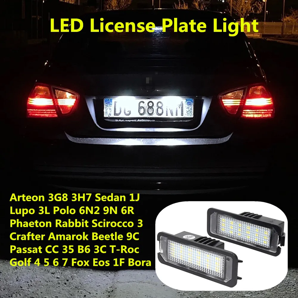 

Error Free LED Car License Plate Light Bulbs Accessories For VW POLO 6N 6R 9N Golf 4 5 6 MK4 MK5 MK6 Passat CC Beetle Scirocco