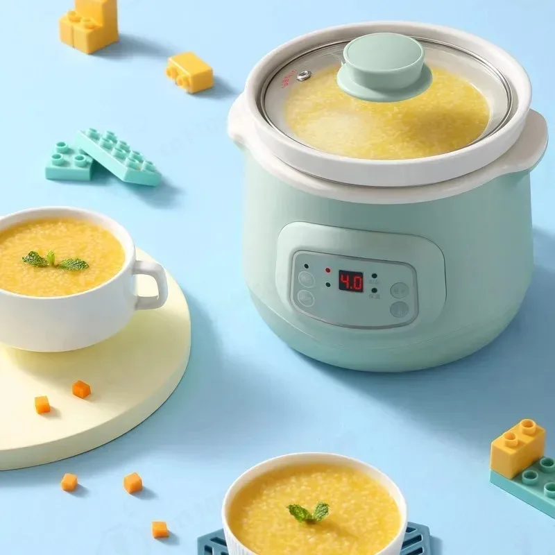 220V 1L Mini Electric Stewing Pot Ceramic Inner Multi Cooker Household Automatic Electric Slow Stewer