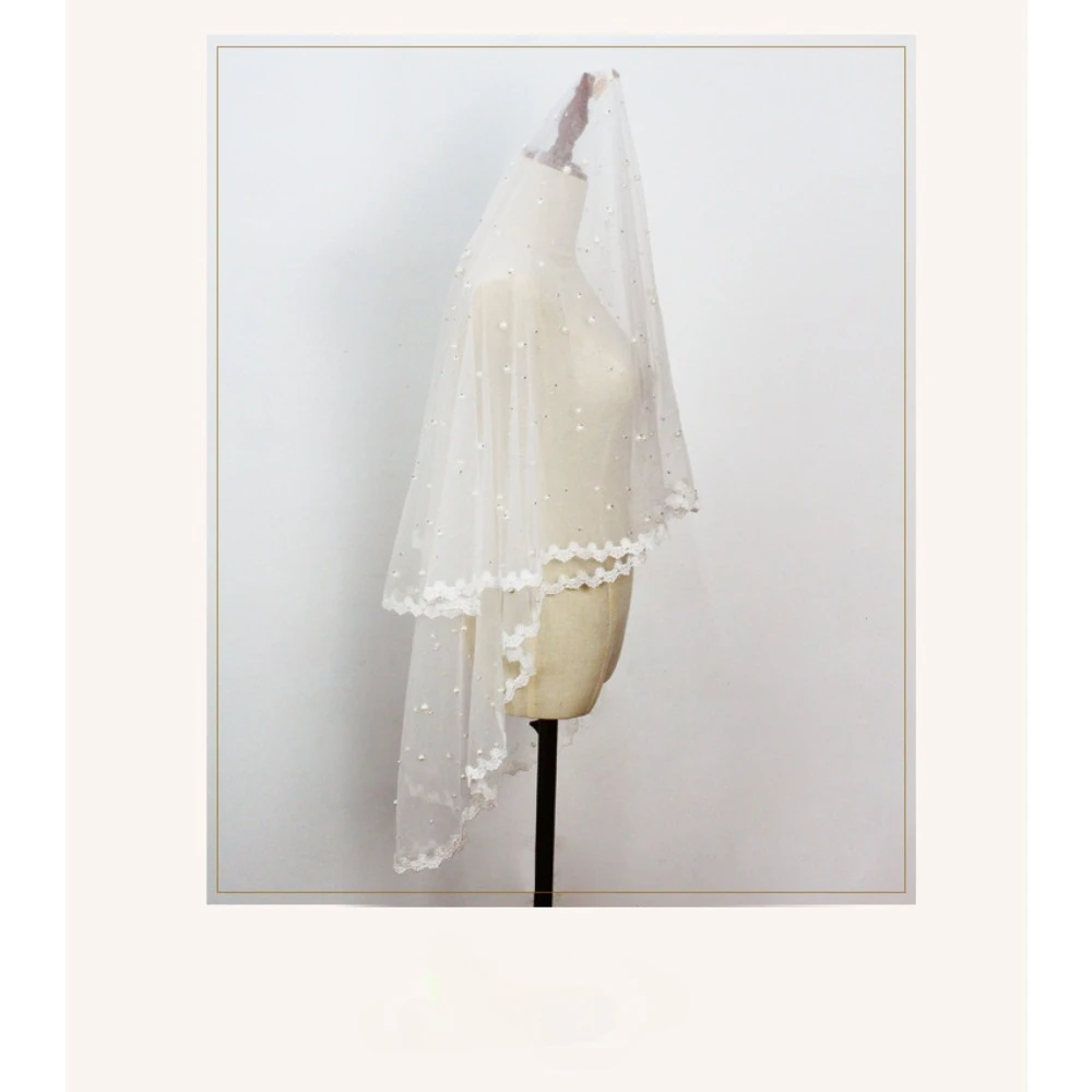 

Applique Edge Cheap Long Wedding Veil With Comb Two Layers Simple Marriage Accessories 2025