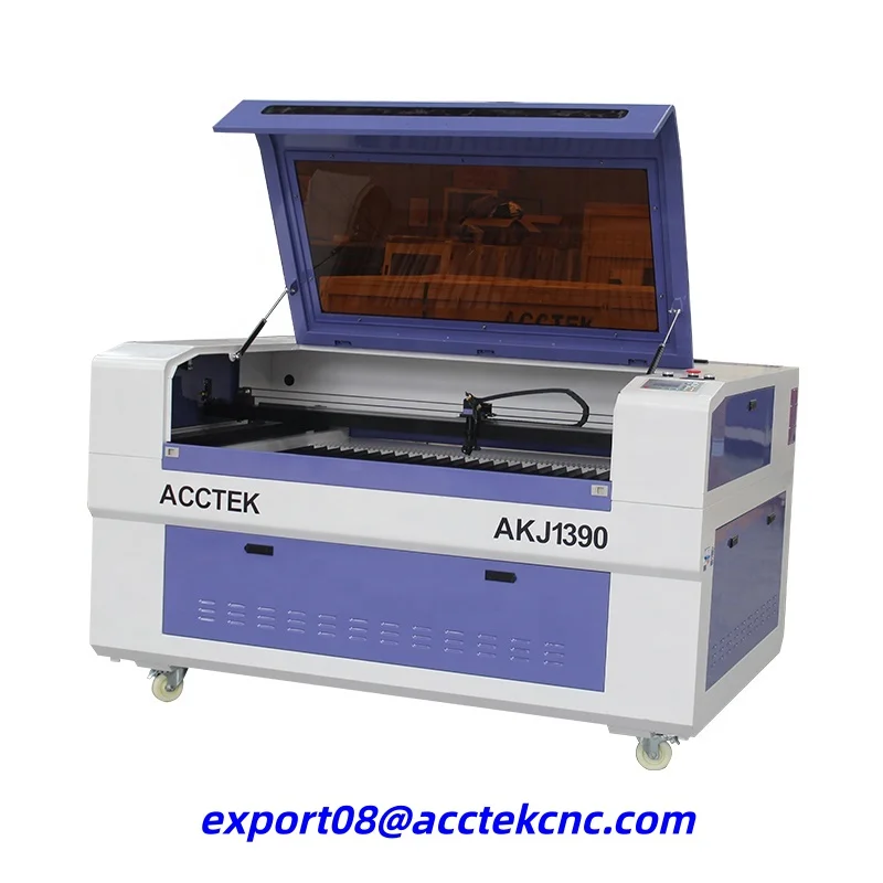 Machine de découpe laser AccTek AKJ1390, zone de travail 1300*900mm, découpeuse laser CO2 pour matériaux non métalliques, bois, pierre, contreplaqué
