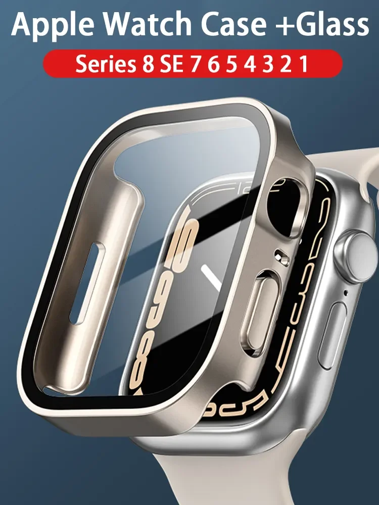 Glass+Cover for Apple Watch case 49mm 45mm 41mm 44mm 40mm accessories Tempered Screen Protector iWatch series ultra 8 7 SE 6 5 4