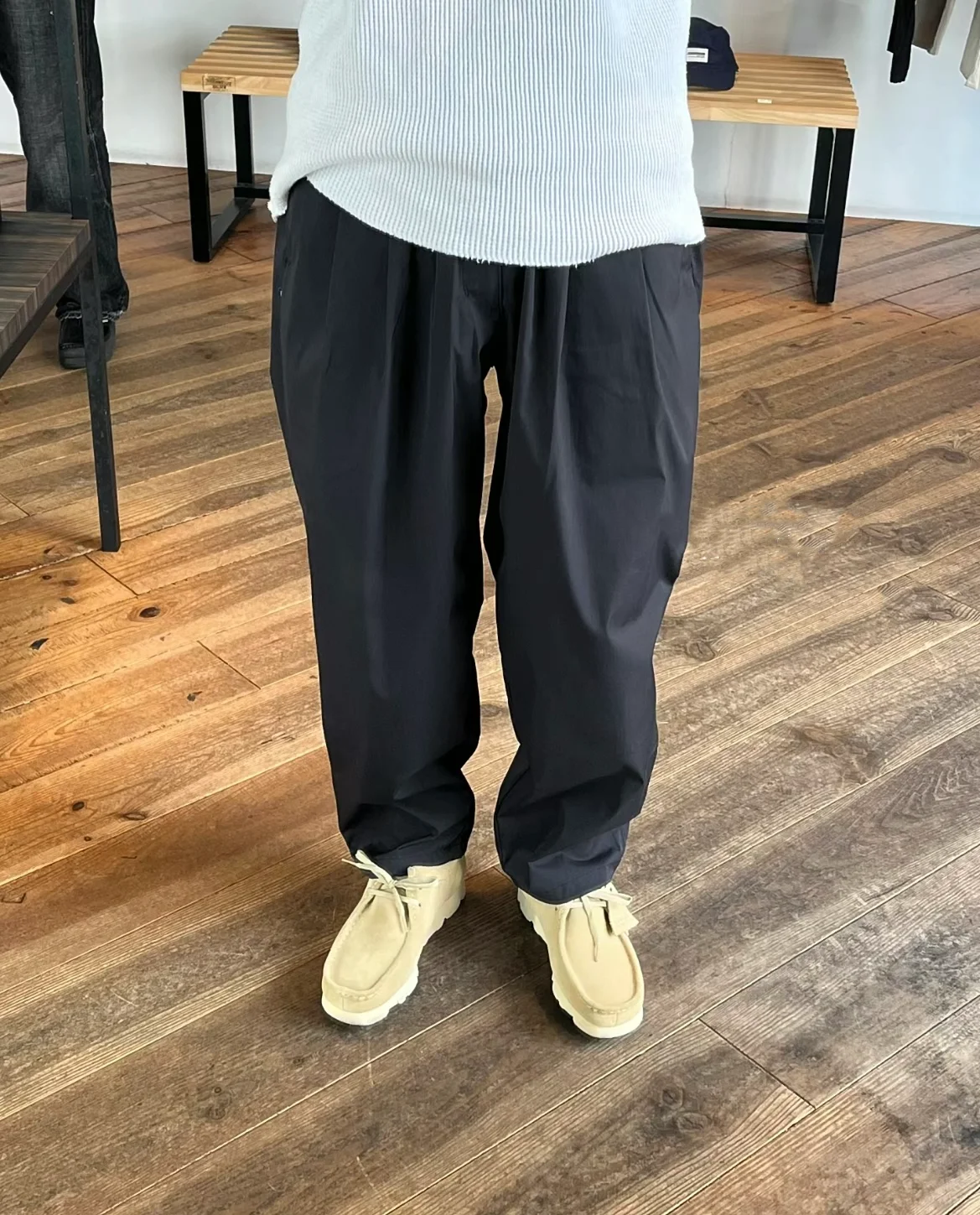 NEIGHBORHOOD Japanese versatile loose double pleated NBHD drawstring nine-point casual pants 24SS