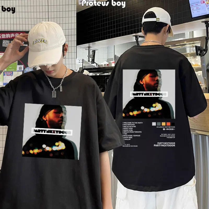 

Rapper Partynextdoor Partynextdoor Two Album Double Sided Print T Shirt Hip Hop Vintage T-shirts Men Women Oversized Cotton Tees