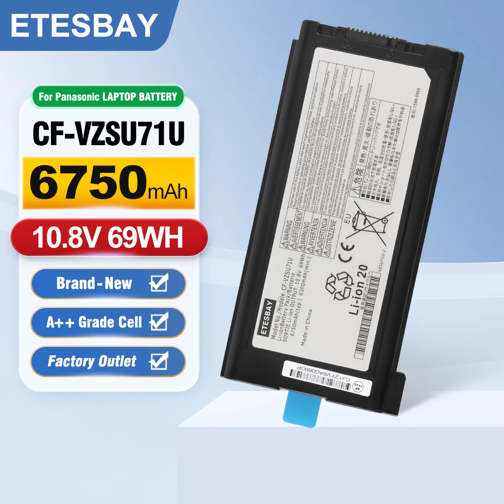 ETESBAY CF-VZSU71U Battery For Panasonic Toughbook CF-30 CF-31 CF-53  CF-VZSU46U CF-VZSU72U 10.8V 69WH 6750mAh