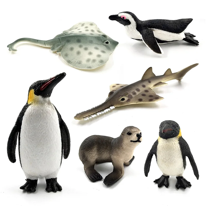 Penguin Sea Lion Fish Skate Sawfish Sea Fish Figurine Animals Model DIY Home Decor Miniature Fairy Garden Decoration Accessories
