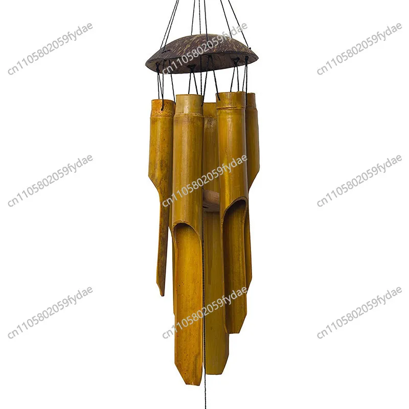 Natural coconut shell bamboo wind chime bamboo wood wind chime pastoral pendant door decoration, hand bamboo wood craft gifts