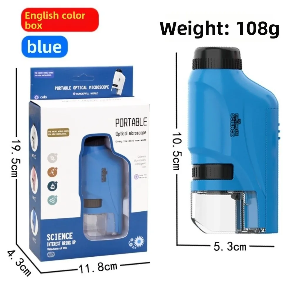 60-120X Zoom Handheld Microscope LED Light Battery Powered Pocket Microscope Portable Design Pocket Size Educational Microscope