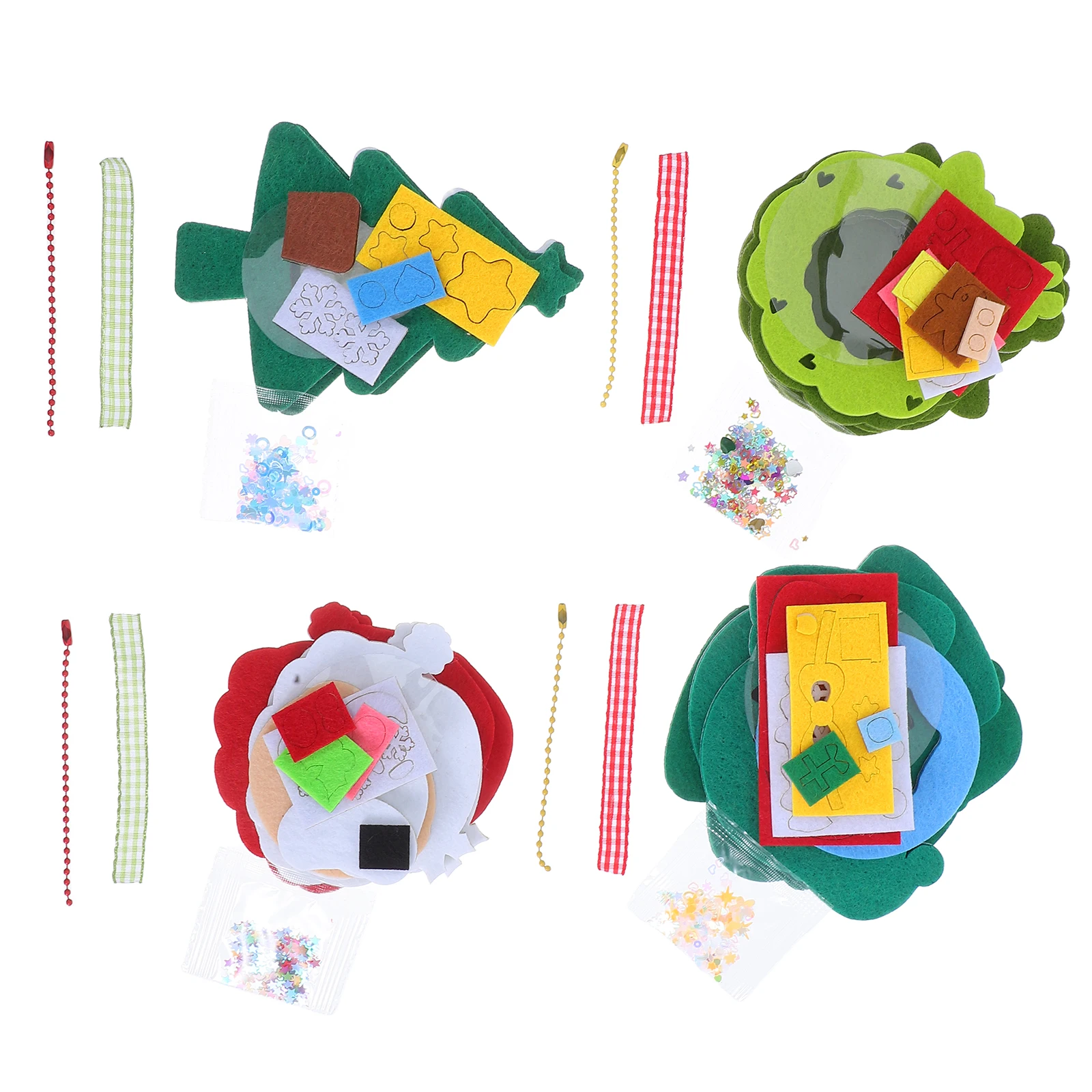

4pcs Non-Woven Christmas Ornaments Diy Santa Claus Hanging Decor For Holiday Party Kids Craft Mini Tree Pendant Festive Wreath
