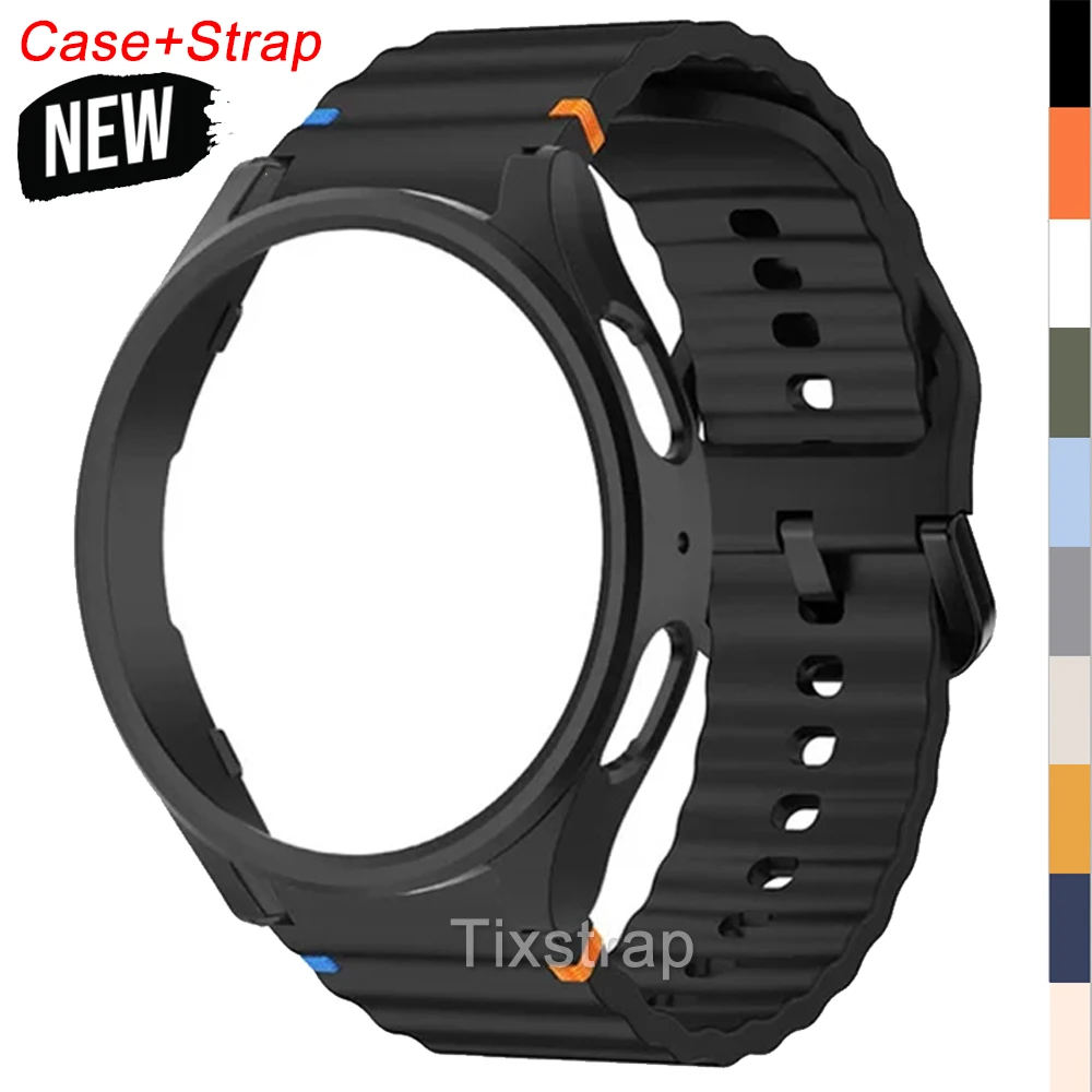 No Gaps Silicone band+PC Case For Samsung Galaxy Watch 7 Ultra 44mm 40mm Original Sports Bracelet For Galaxy Watch 7 Protective