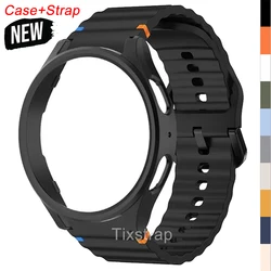 No Gaps Silicone band+PC Case For Samsung Galaxy Watch 7 Ultra 44mm 40mm Original Sports Bracelet For Galaxy Watch 7 Protective