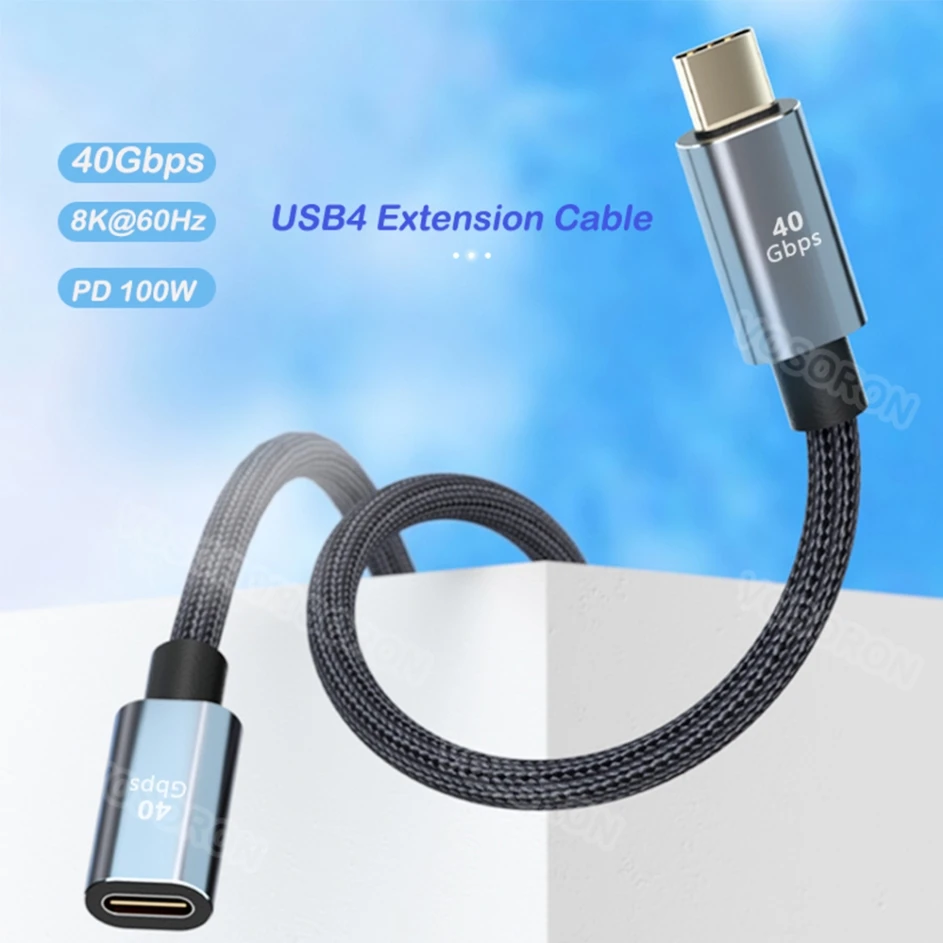 Thunderbolt 3 Extension Cable Thunderbolt 4 Type C 40Gbps USB-C Male To Female Monitor DP Video Dock Station USB4 Extend Cord