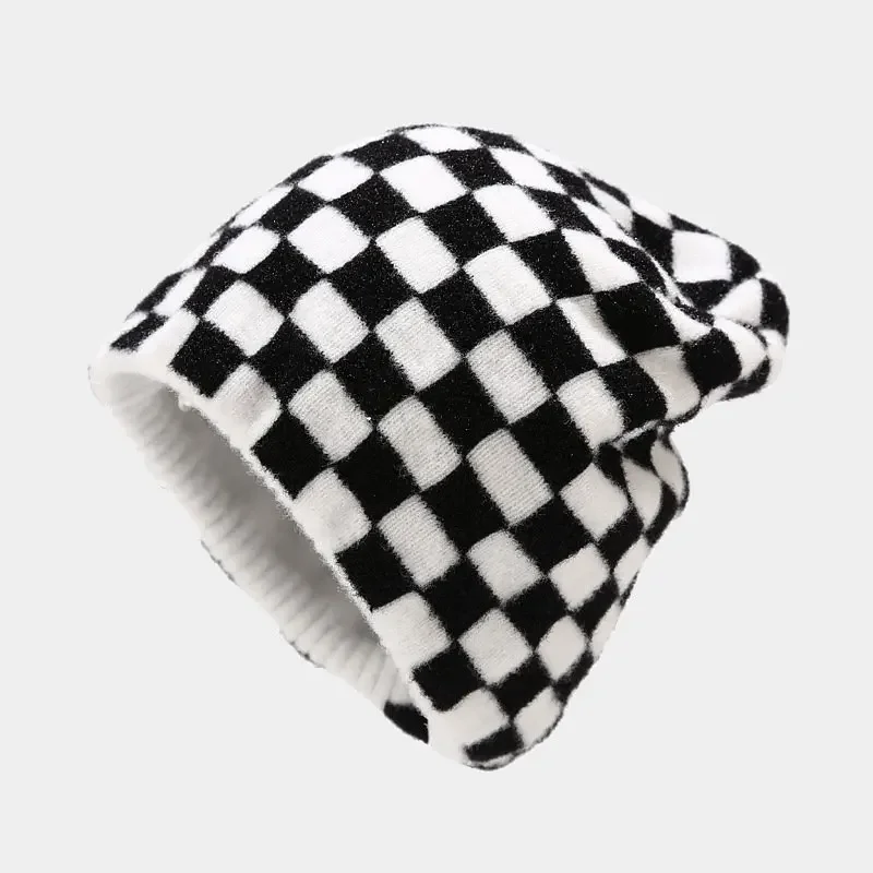 Autumn Cotton Print Thicken Knitted Hat Warm Skullies Cap Beanie Hat For Men and Women 01
