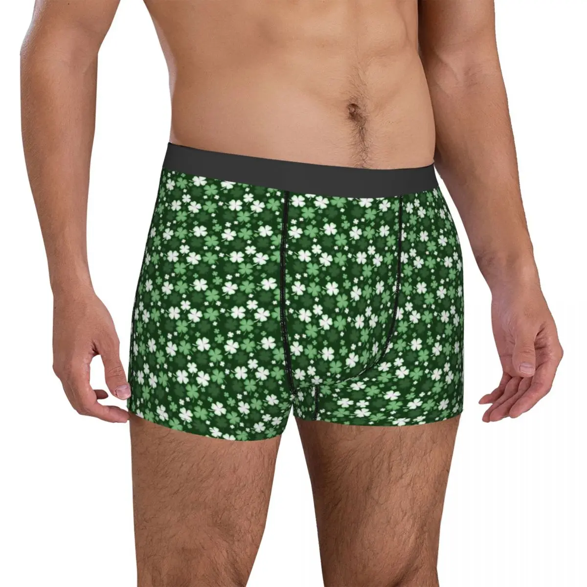 Verde trevo roupa interior dia de são patrício calcinha respirável impresso shorts briefs bolsa masculino tamanho grande boxer shorts